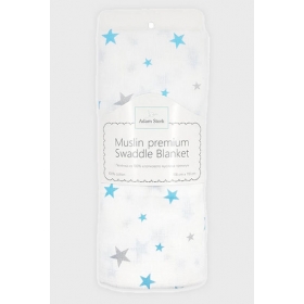 Муслиновая пеленка для новорожденных Adam Stork большая, Blue Stars