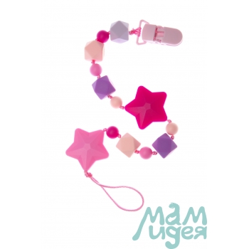 Силиконовый держатель на клипсе Звездопад, розовый