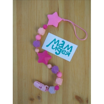 Силиконовый держатель на клипсе Звездопад, розовый