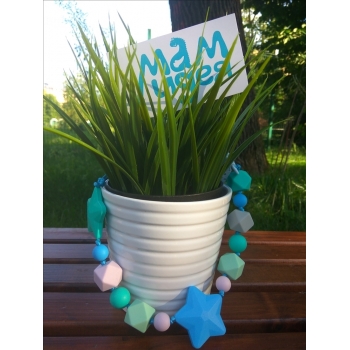 Силиконовый держатель на клипсе Звездопад, бирюзовый