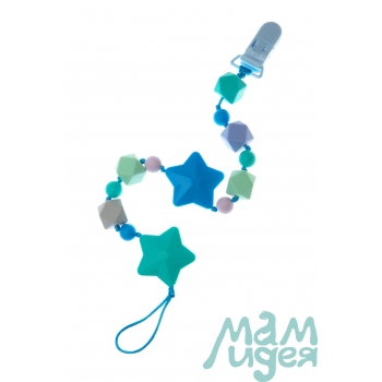 Силиконовый держатель на клипсе Звездопад, бирюзовый