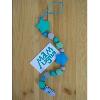 Силиконовый держатель на клипсе Звездопад, бирюзовый