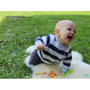 Силиконовый прорезыватель с держателем Сафари, салатовый