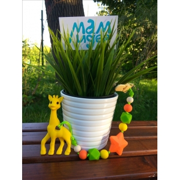 Силиконовый держатель с прорезывателем Сафари, желтый