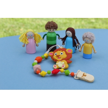 Силиконовый прорезыватель с держателем Лев