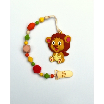 Силиконовый прорезыватель с держателем Лев