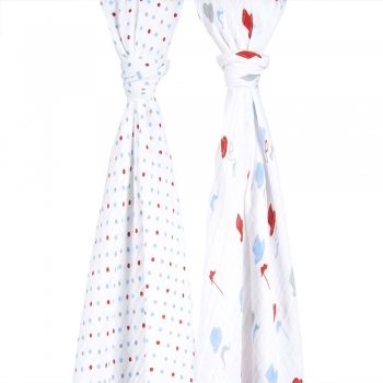 Пеленки муслиновые для новорожденных большие, Bébé au Lait Bowler/Polka