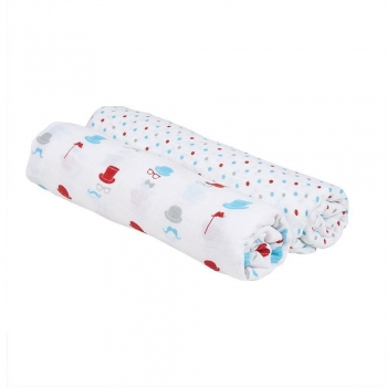 Пеленки муслиновые для новорожденных большие, Bébé au Lait Bowler/Polka