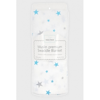 Муслиновая пеленка для новорожденных Adam Stork большая, Blue Stars