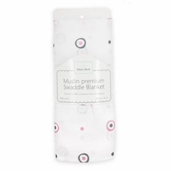 Муслиновая пеленка для новорожденных Adam Stork большая, Pink Circles