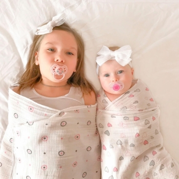 Муслиновая пеленка для новорожденных Adam Stork большая, Pink Hearts