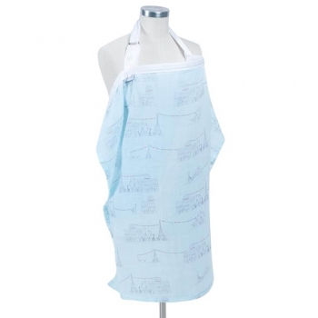 Накидка для кормления муслиновая Bebe Au Lait, Carousel Blue