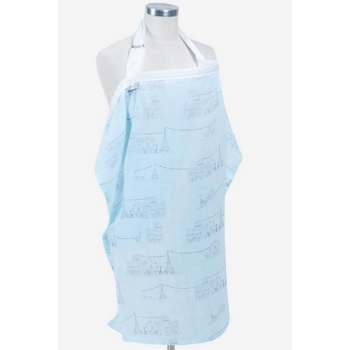 Накидка для кормления муслиновая Bebe Au Lait, Carousel Blue