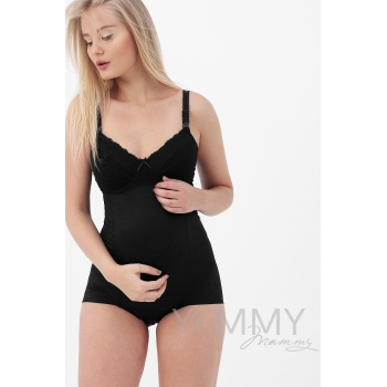 Трусики послеродовые корректирующие ажурным краем, черные