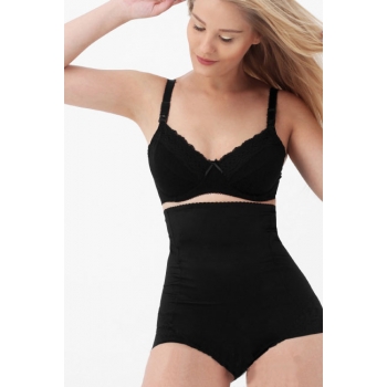 Трусики послеродовые корректирующие ажурным краем, черные