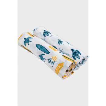 Бамбуковые пеленки для новорожденных Bebe Au Lait, набор 2, Surf/Sea Turtles