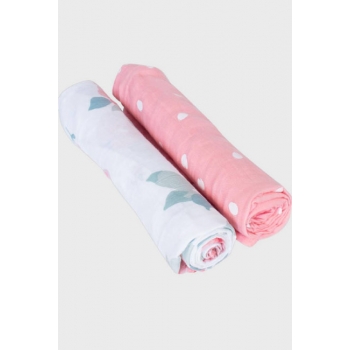 Бамбуковые пеленки для новорожденных Bebe Au Lait, набор 2, Rosy/Dewdrops