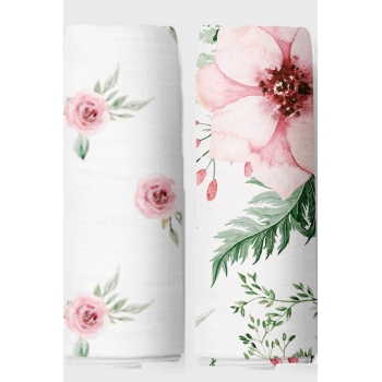 Муслиновые пеленки для новорожденных Adam Stork большие, набор 2, Flowers