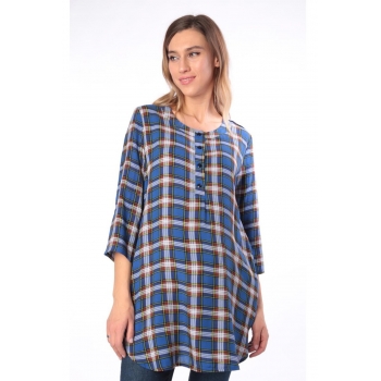 Блуза-рубашка для беременных в клетку, синяя