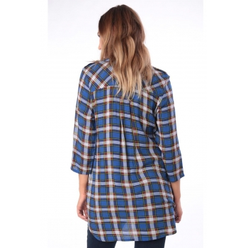 Блуза-рубашка для беременных в клетку, синяя