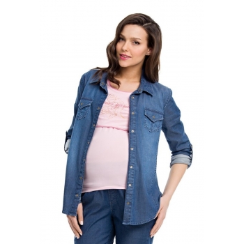 Блуза-рубашка для беременных и кормящих деним, цвет синий