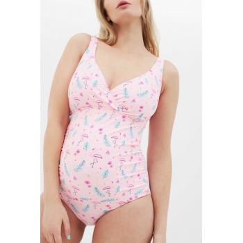 Купальник для беременных слитный, фламинго (светло-розовый)