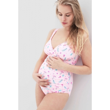 Купальник для беременных слитный, фламинго (светло-розовый)