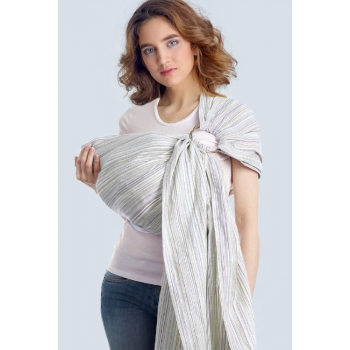 Переноска для детей - Слинг с кольцами Баюшка однослойный нешарфовый, Linen белый