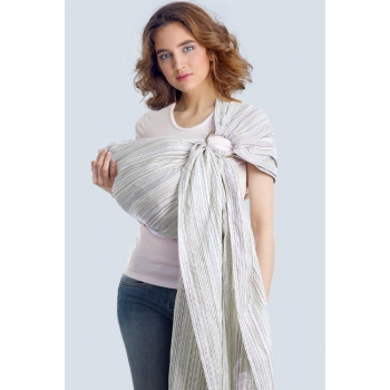 Переноска для детей - Слинг с кольцами Баюшка однослойный нешарфовый, Linen белый