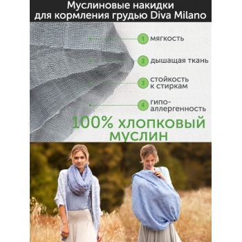 Накидка для кормления (милк-снуд) муслиновая, Grey