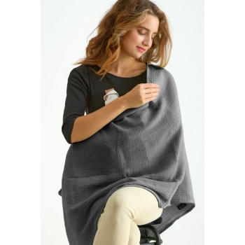 Накидка для кормления (милк снуд) муслиновая, Dark Grey