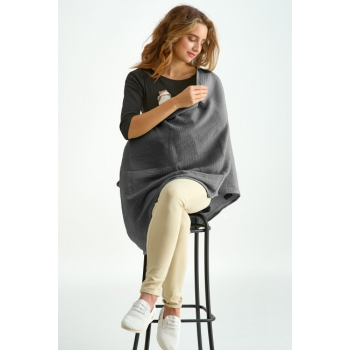 Накидка для кормления (милк снуд) муслиновая, Dark Grey