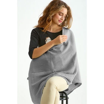 Накидка для кормления (милк-снуд) муслиновая, Grey