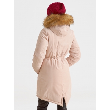 Слингокуртка зимняя - парка для беременных 3 в 1 с мехом, пудровый