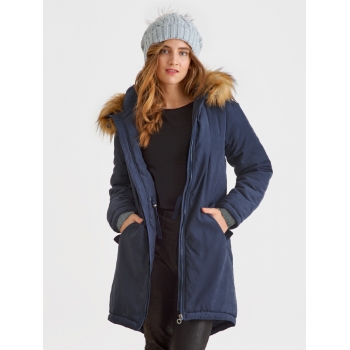 Слингокуртка зимняя - парка для беременных 3 в 1 с мехом, синий