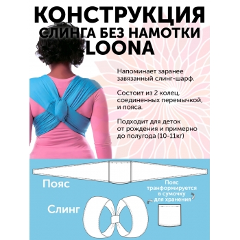 Слинг без намотки с рождения Loona, Grafite