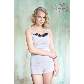 Маечка с кружевом для беременных и кормящих Milk Rivers серый меланж