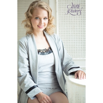 Маечка с кружевом для беременных и кормящих Milk Rivers серый меланж