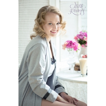 Маечка с кружевом для беременных и кормящих Milk Rivers серый меланж