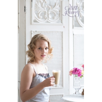 Маечка с кружевом для беременных и кормящих Milk Rivers серый меланж