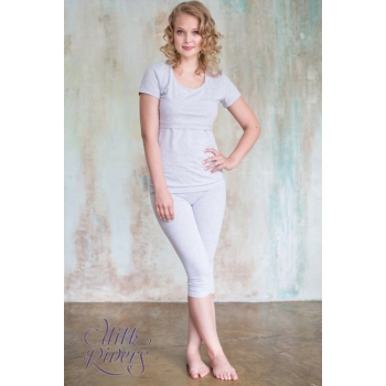 Капри для беременных и родивших Milk Rivers, серый меланж