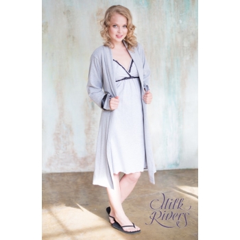 Ночная сорочка для беременных и кормящих "Селена" Milk Rivers, серый меланж