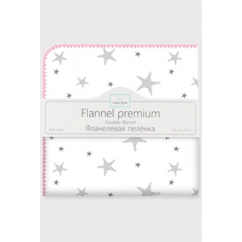 Фланелевая пеленка для новорожденных Adam Stork большая, принт Pink Stars