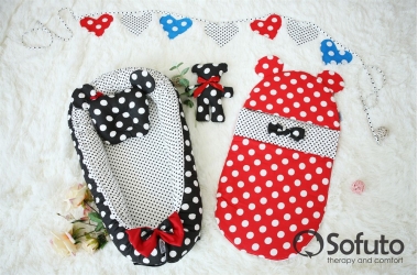 Гнездышко-кокон для новорожденных Babynest Minnie black dots