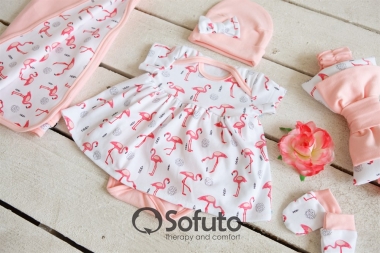 Комплект на выписку из роддома жаркое лето Flamingo (5 предметов)