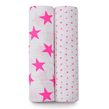 Муслиновые пеленки для новорожденных Aden&Anais большие, набор 2, Neon Fluro Pink
