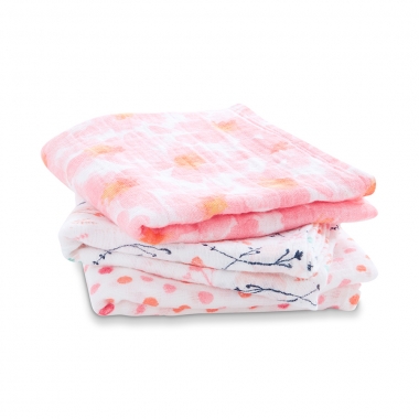 Муслиновые пеленки для новорожденных средние Aden&Anais, набор 3, Petal Blooms