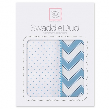 Набор пеленок SwaddleDesigns Swaddle Duo Blue Classic Chevron