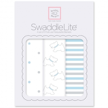 Набор пеленок SwaddleDesigns - SwaddleLite Blue Little Doggie