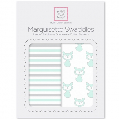 Набор пеленок SwaddleDesigns Marquisette 2-Pack Little Fox Simple Stripes
